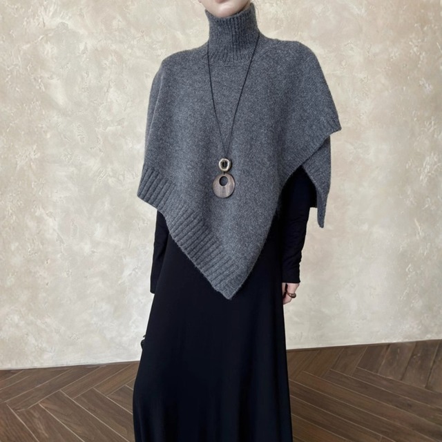 ハイカラーレイヤードニットショール　BM1219