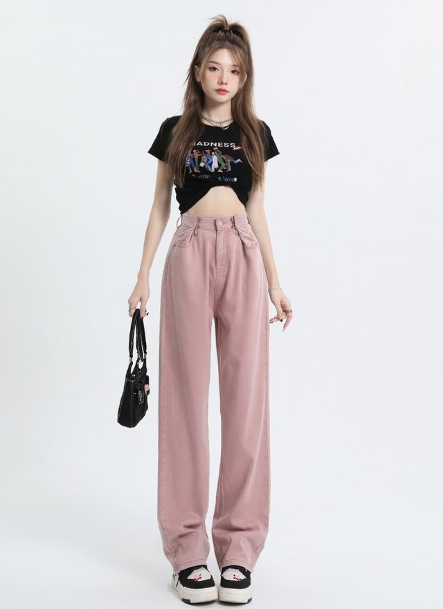 ボトムス Gパン デニムパンツ ロング ロング丈 ストレート デニム カラーデニム カジュアル 大人 おしゃれ かっこいい 大人女子 クール 存在感 無地 オールシーズン レディース デート お出かけ 女子会 お泊まり 休日 イベント 旅行 普段使い 韓国 ファッション スタイル 脚長 送料無料 XS S M L XL ブラック パープル ピンク