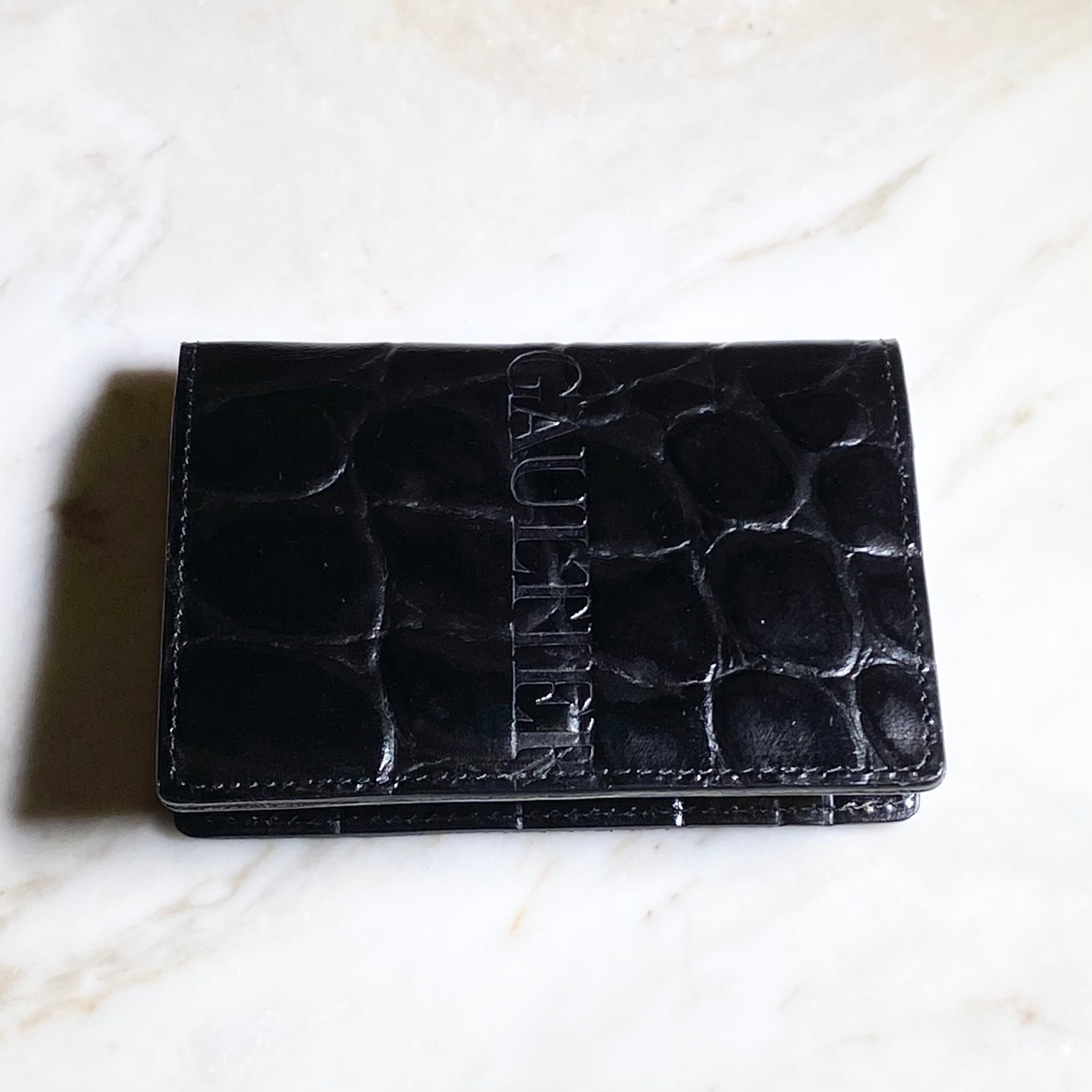 JEAN PAUL GAULTIER black patent card case | NOIR ONLINE