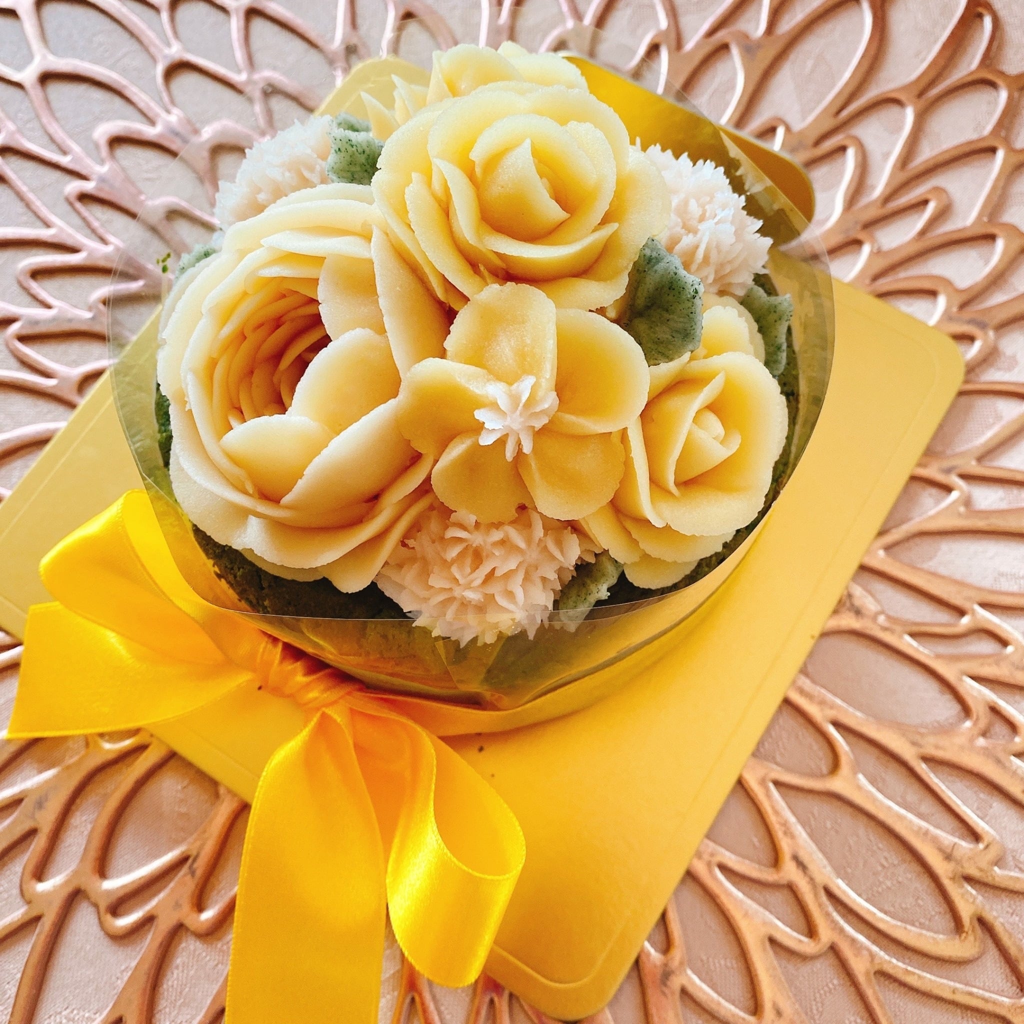フラワーケーキ-Happyブーケ～yellow～4号-お花のケーキ | Cher Anges