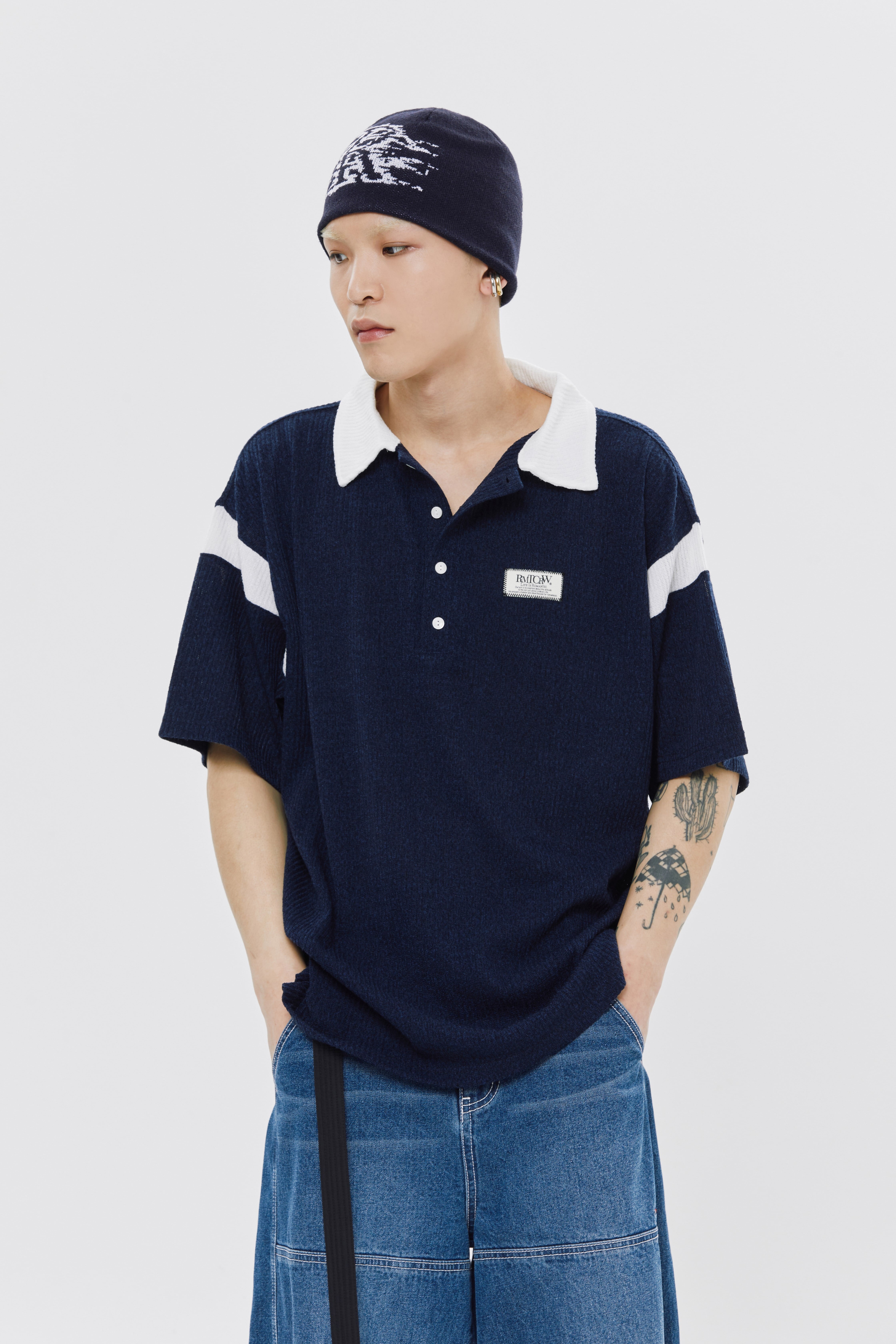 【ROMANTIC CROWN】24SU★ 4 BUTTON CLASSIC POLO SHIRT 4 BUTTON CLASSIC POLO SHIRT_NAVY | ROMANTIC CROWN