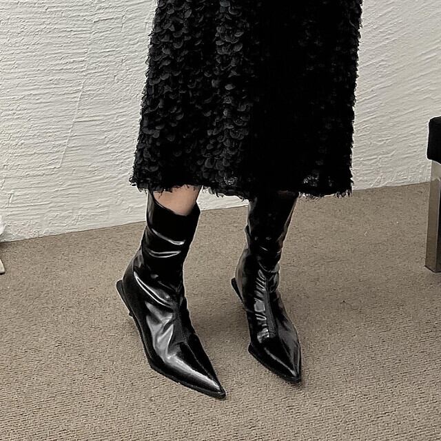 ブーツ レディース レザー ショート丈 ヒール エナメル レザー 靴 カジュアル 秋冬 かっこいい シンプル ブラック/ホワイト/ブラウン/グリーン 35(22.5cm) 36(23cm) 37(23.5cm) 38(24cm) 39(24.5cm)