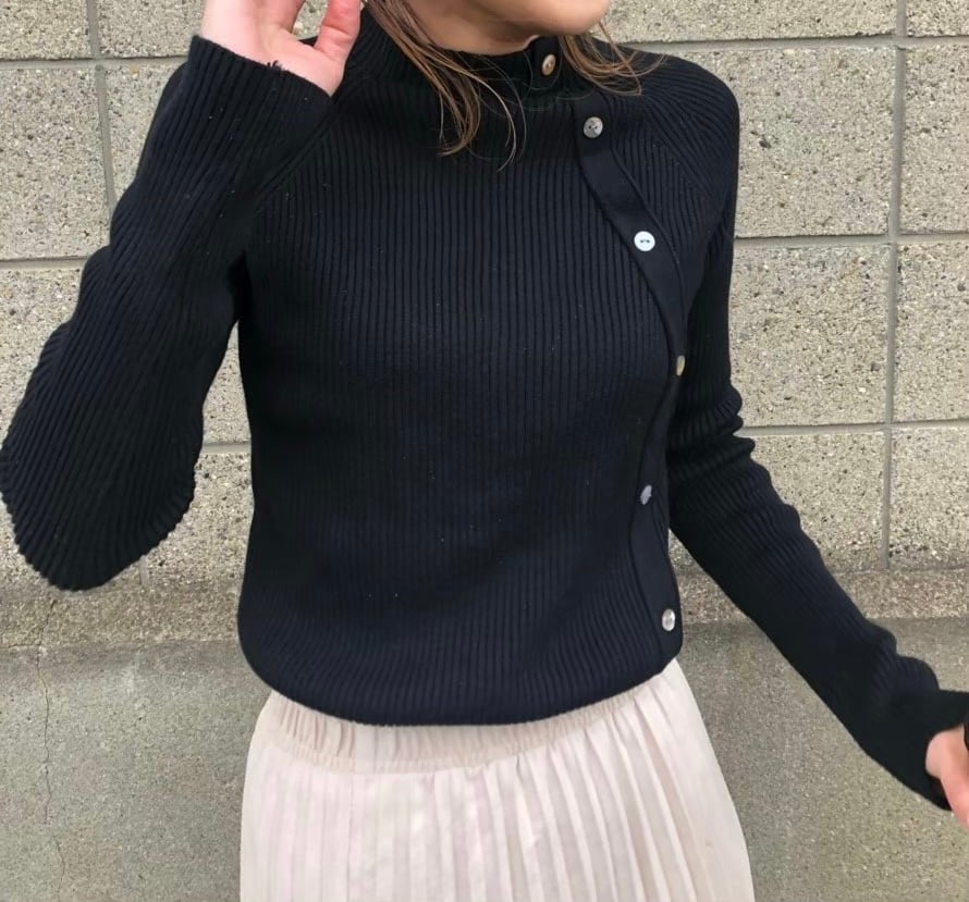 unbalance button rib knit