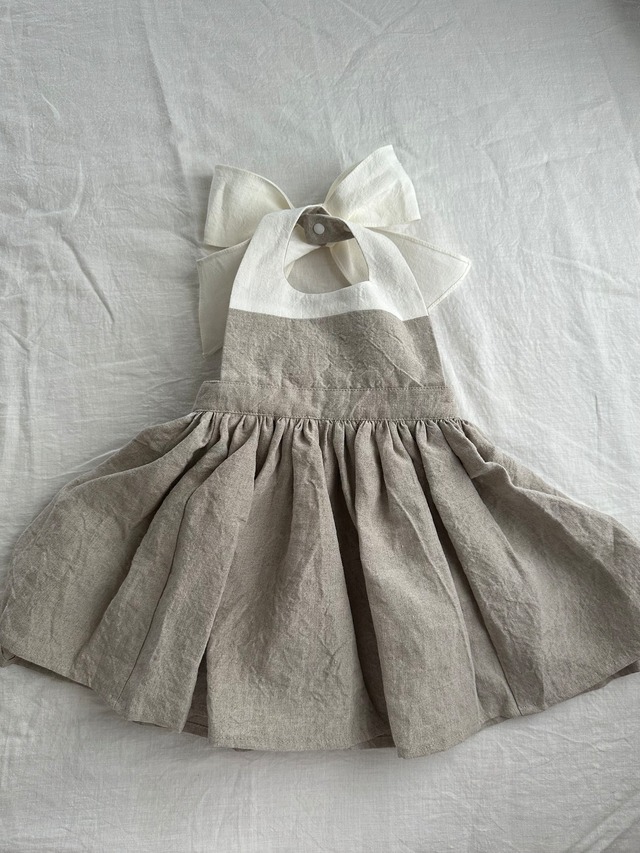 Baby linen dress  col : Kinari×White