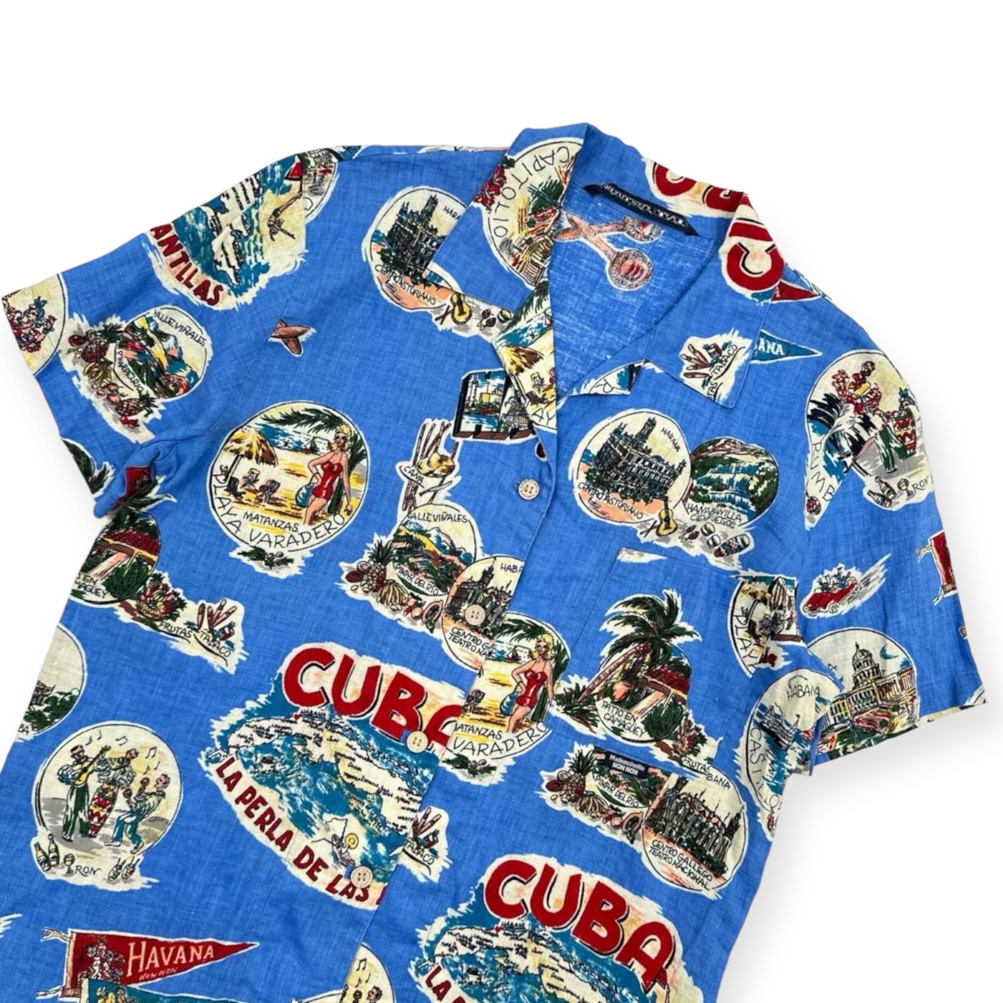 パパスマドモアゼルノンノン】麻半袖シャツ