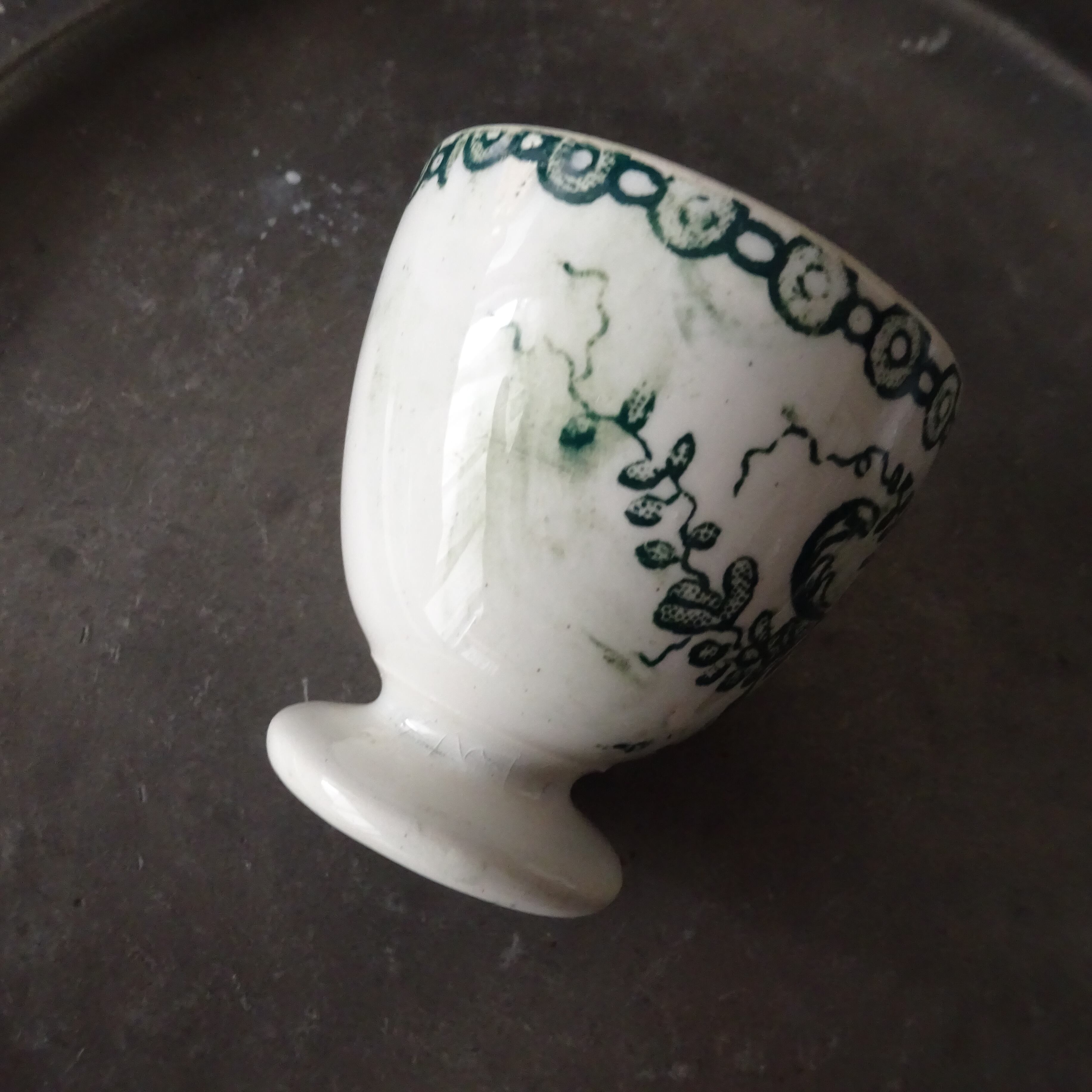 【 Nouveauté 】☆ Coquetier ancien décor《Fleurs et Rocaille》peint à la main 2個セット