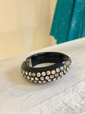 vintage rhinestone black bangle