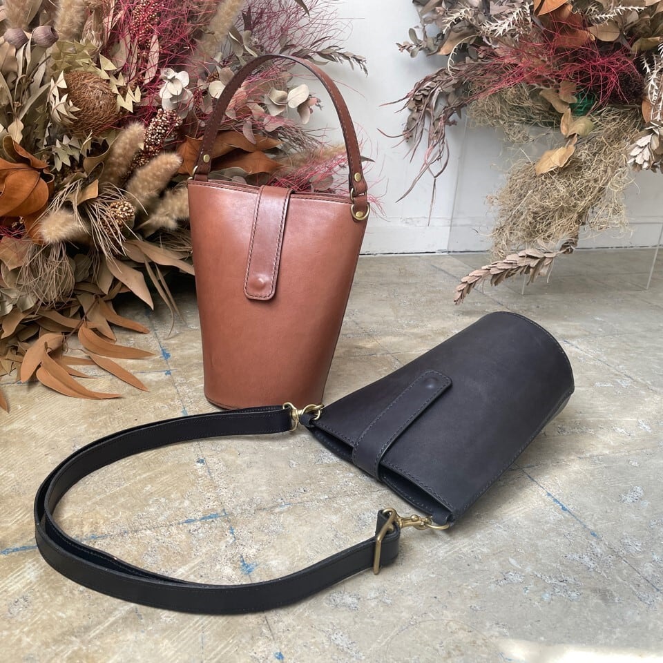 選べるスタイル・革21色】栃木レザー製バケツハンドバッグ・ショルダー