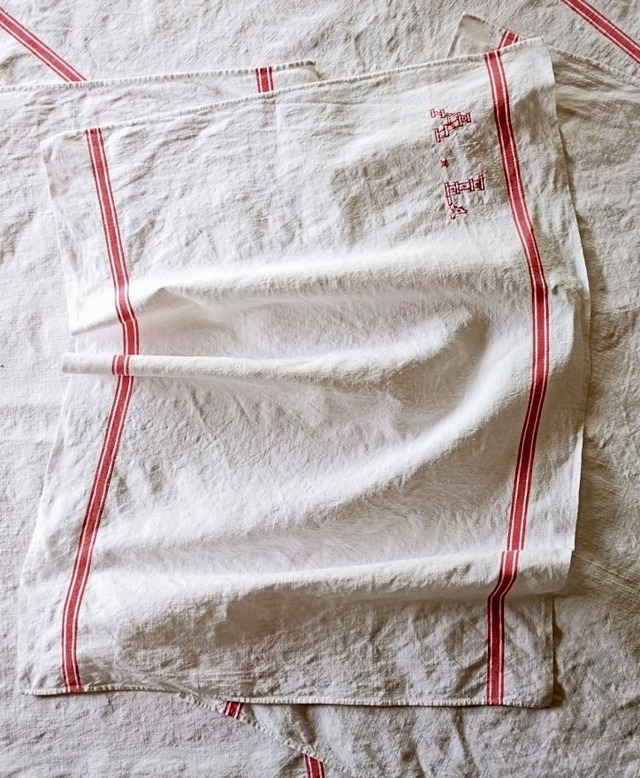 フランス エッフェル塔的モノグラムの支配下によるリネントーション アンティーク