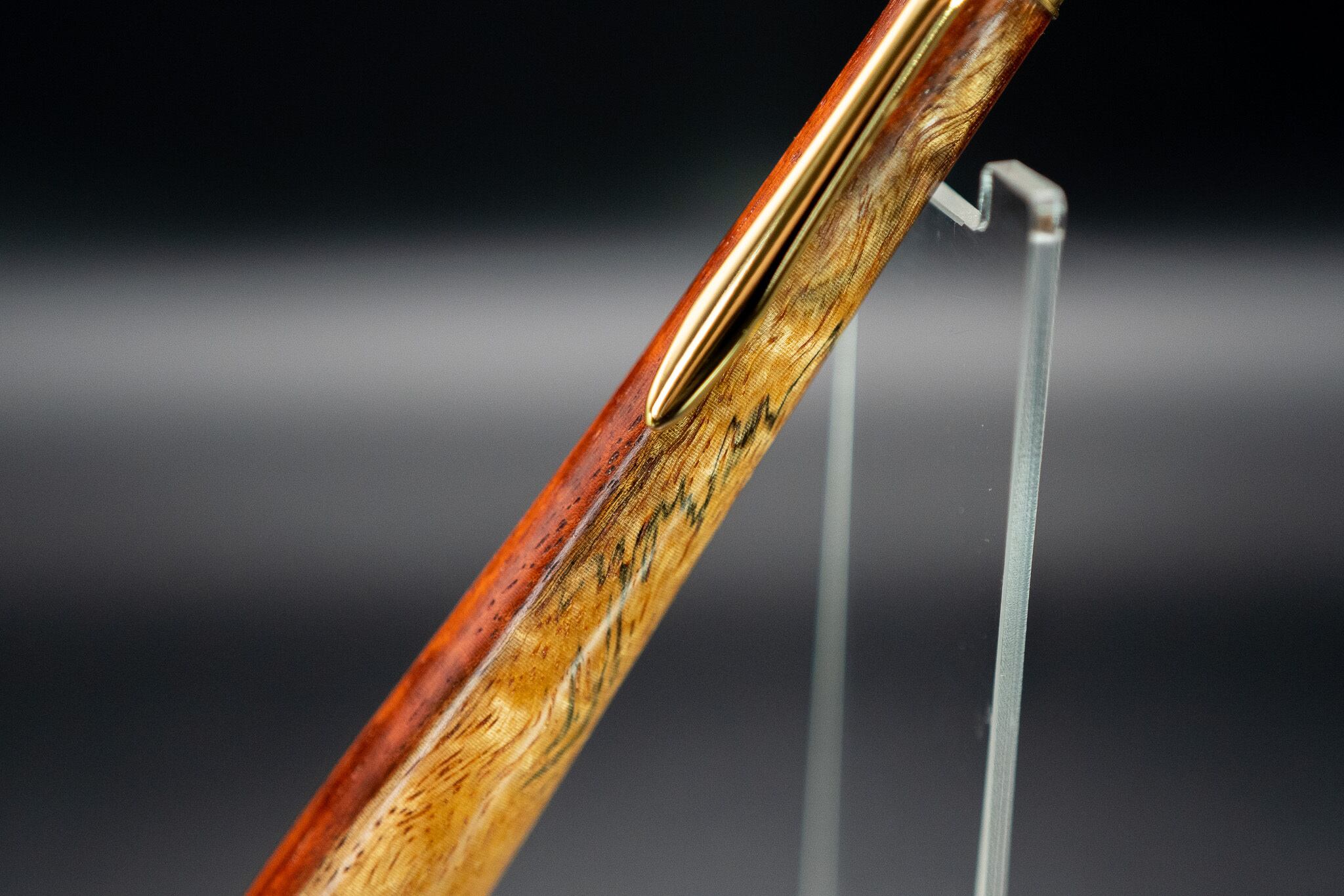 【朱色の銘木】 本花梨 縮杢 ツートン gold MP