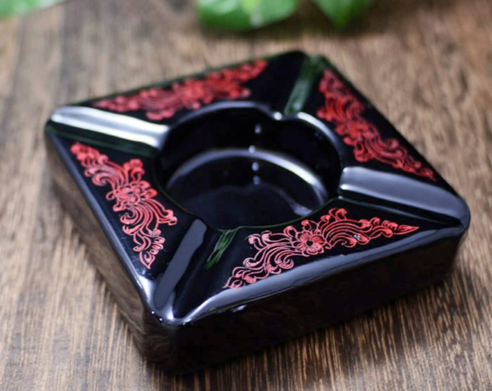 伝統工芸品】ミャンマー・バガン漆器のアシュトレイ TMS0004