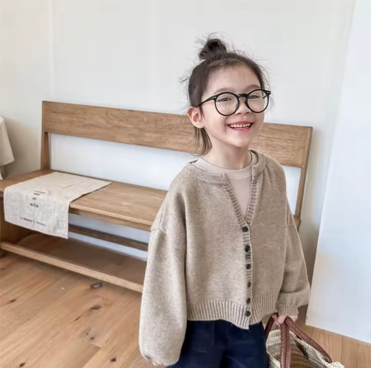 mochimochiカーディガン(ベージュ) 80〜130cm - 10