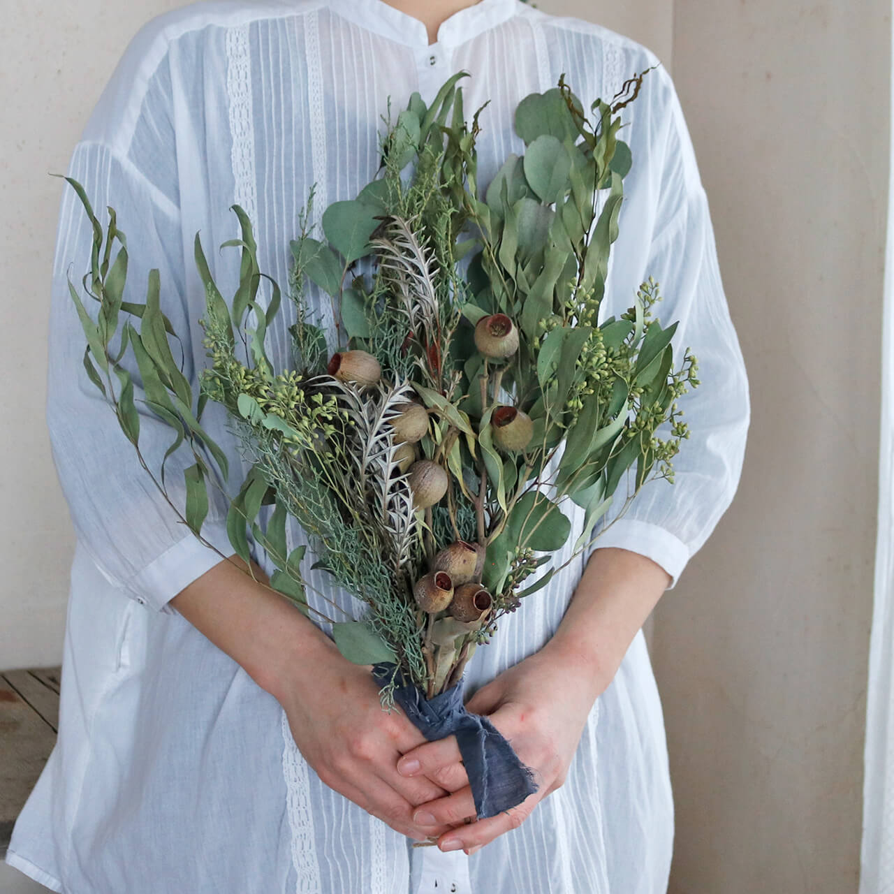 1点もの 丈約50cm 】4種のユーカリのグリーンスワッグ ＊ ドライ