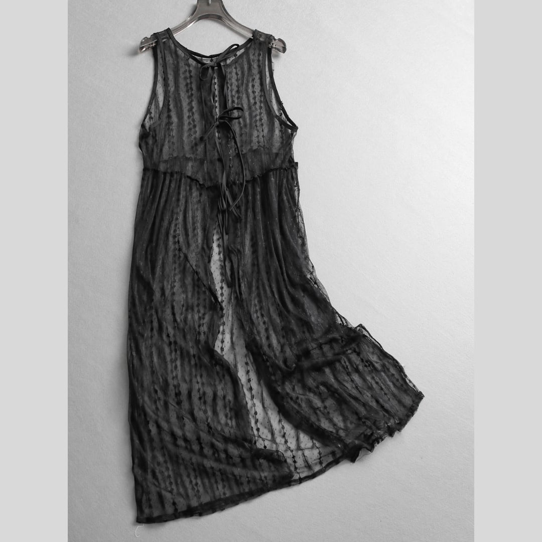 Sheer Ribbon Tied Long One Piece TO0985