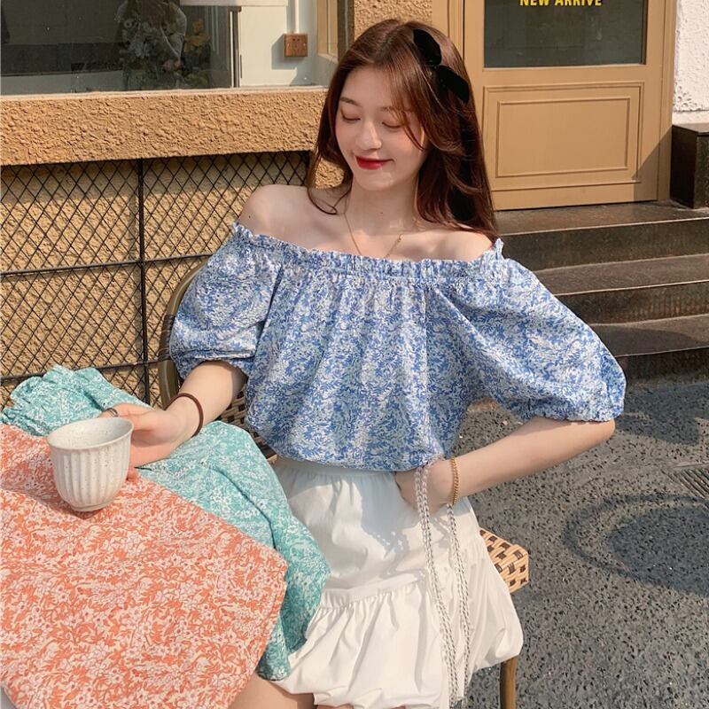 サマーフローラルカラープルオーバー シフォンシャツ トップス 夏物 花柄 YY-ファッション86631444804