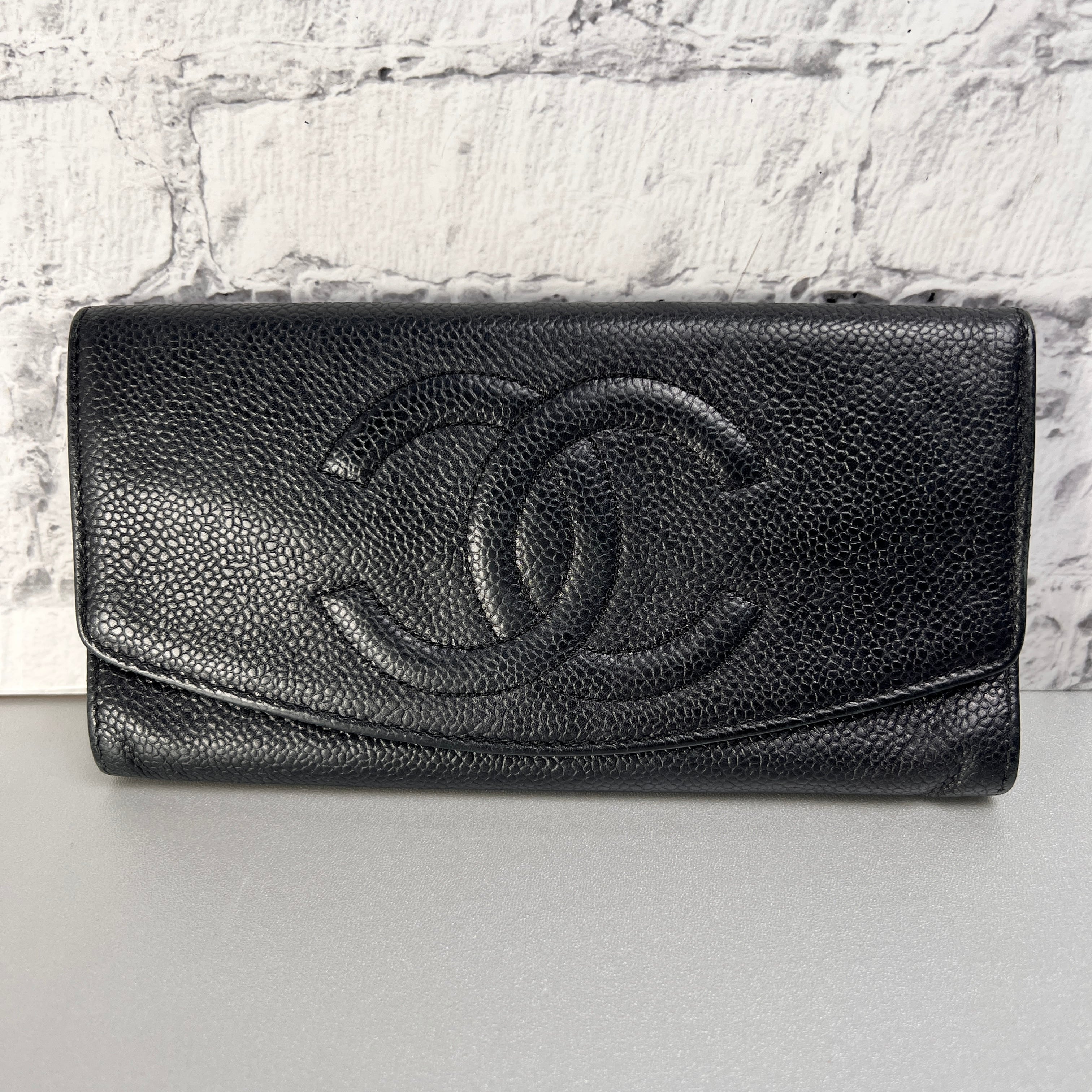 CHANEL ココマーク レザー 長財布 ブラック 正規品 CHANEL シャネル ココマーク キャビアスキン 長財布 ブラック A-12669