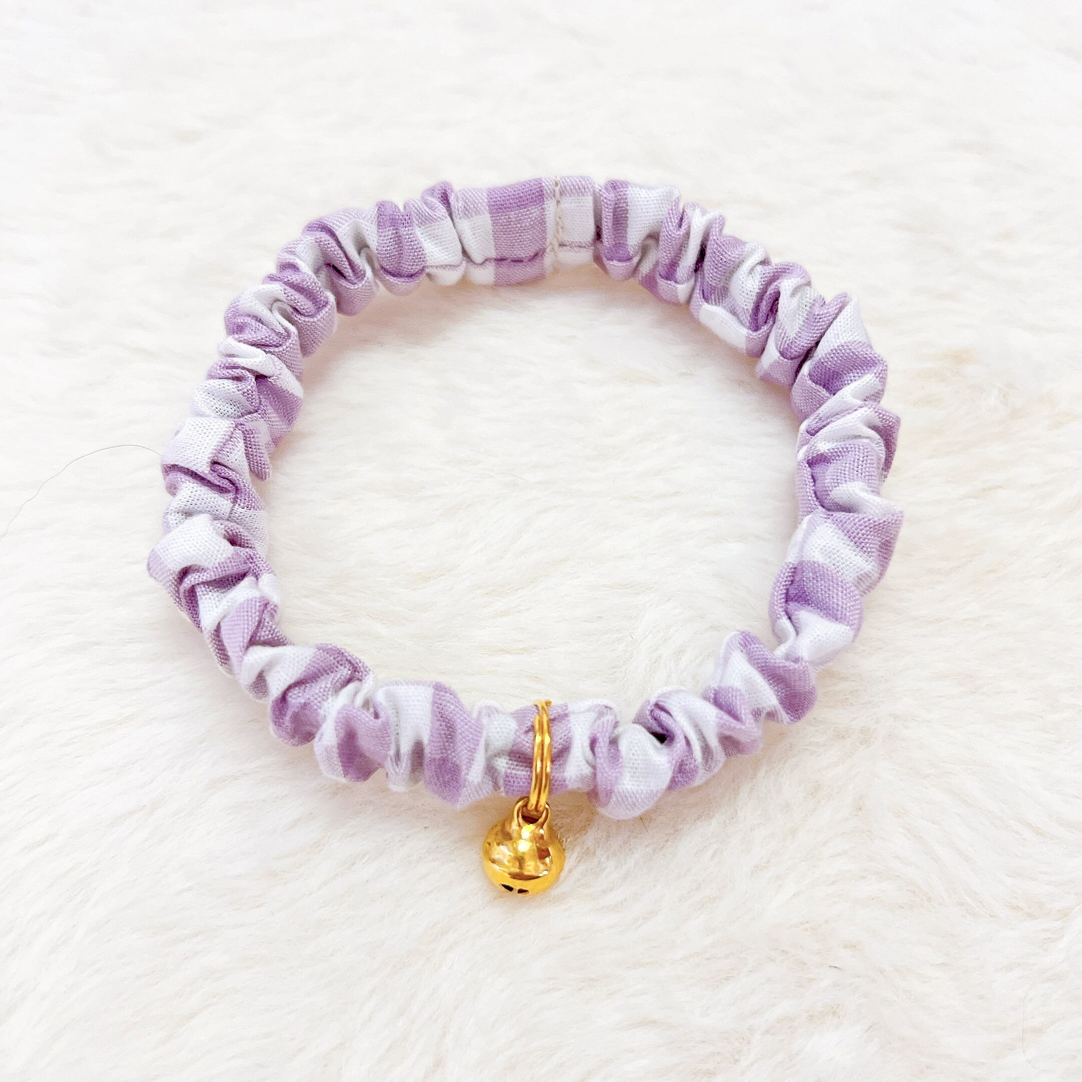 オーキッド】先染ギンガムチェック・子猫もつけれるシンプルで軽い猫用