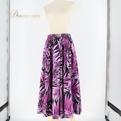 フラダンス 衣装 スカート ブラック系 パープル系 ツーカラー プルメリア柄 ラウアエ柄 シングル かわいい 華やか 鮮やか 上品 きれい 大人っぽい エレガント シンプル ハワイアン アロハ ハワイアンプリント フラ ダンス レッスン 練習 レディース