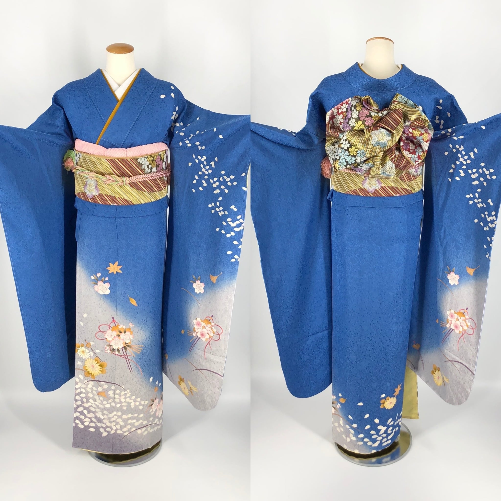 振袖レンタル フルセット 青地花簪桜文 MLサイズ 030 | きものレンタル as着物クローゼット