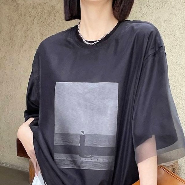 チュールレイヤードTシャツ　A2247