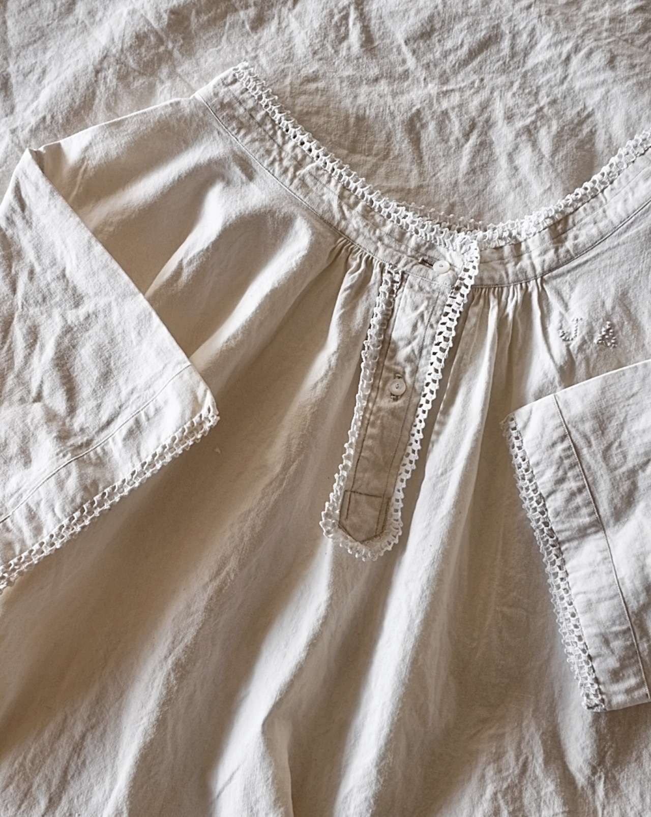 フランス 1900s ダミエのレースとモノグラムとロングワンピースb アンティーク