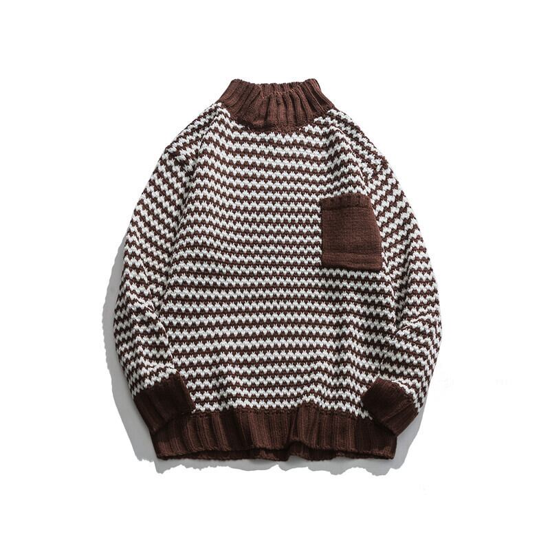 【新作】【送料無料】 Yidao Vintage Wintereseフレッシュボーイズワイルドストライプロングスリーブタートルネックネックリブセーター-アリババ 長袖 ウィンター 冬物 ビンテージ hip6-161191353692238