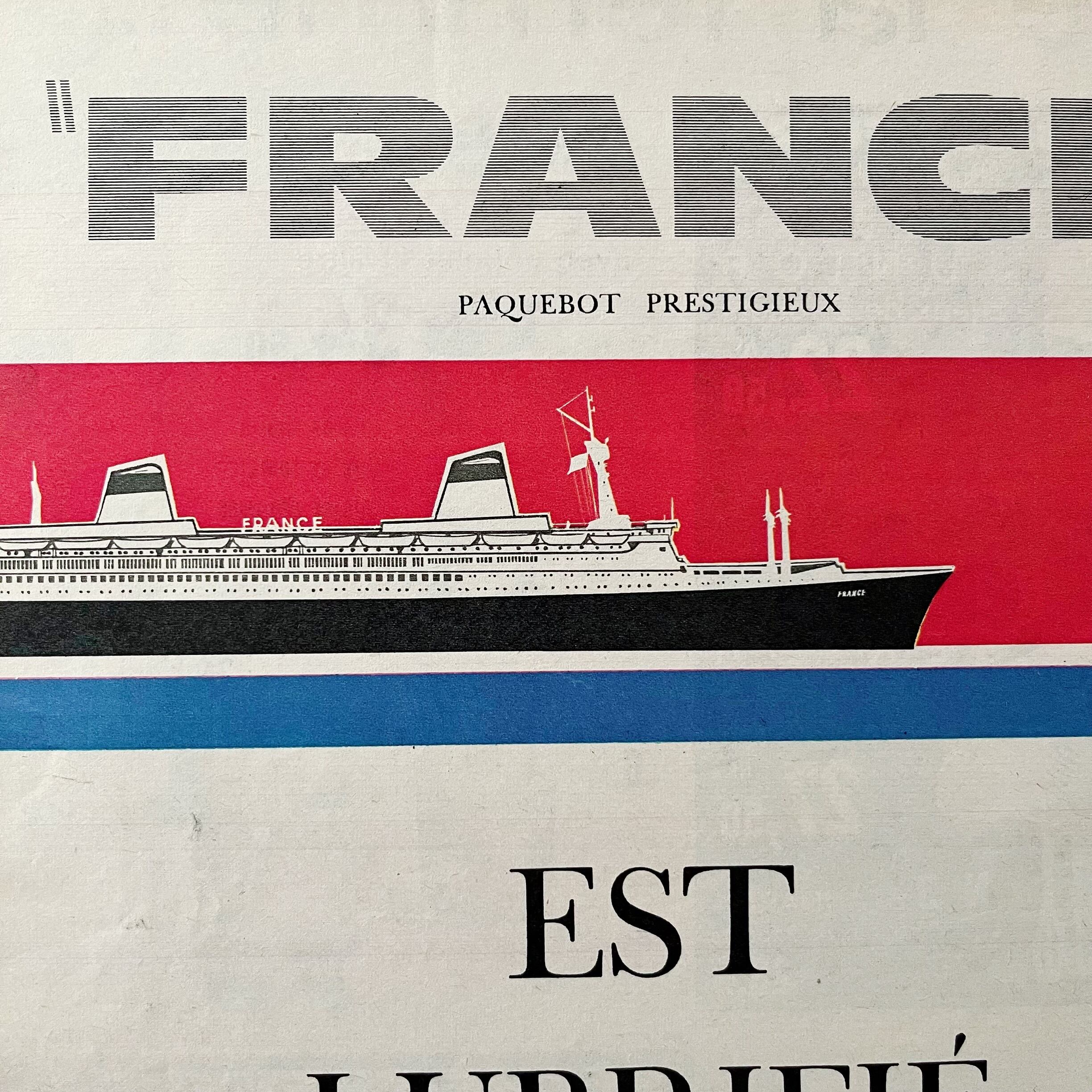 1961 広告＞ フランス・モービル石油 船 ヴィンテージ アートポスター