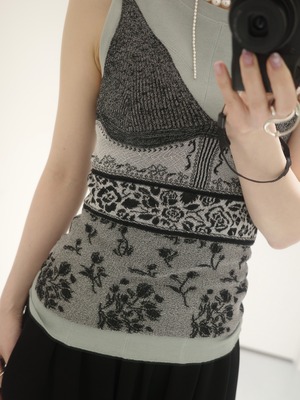 【26SS】Mame Kurogouchi マメ クロゴウチ /Floral Jacquard Knit Camisole Top