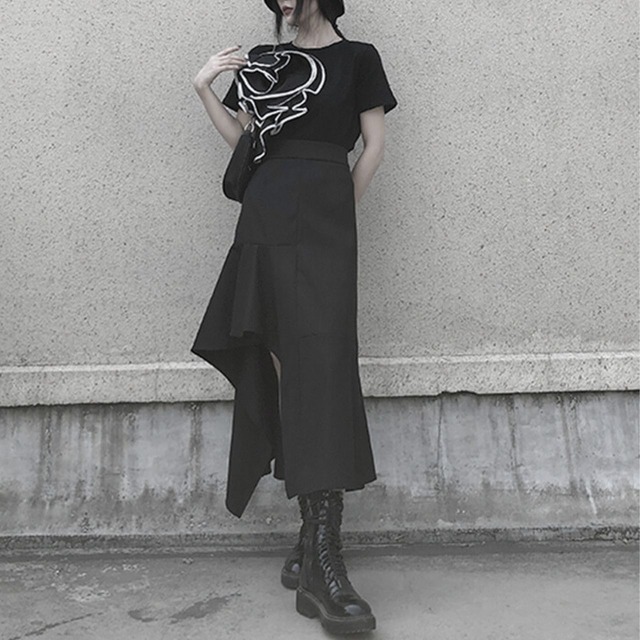 Slit irregular skirt C0597