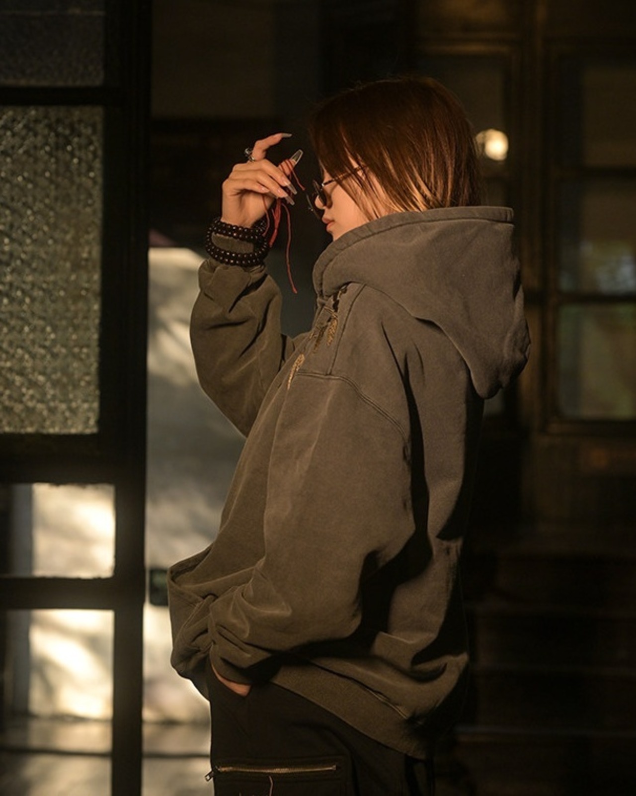 Bamboo Leaf Embroidery Sweatshirt 2color【G1071】