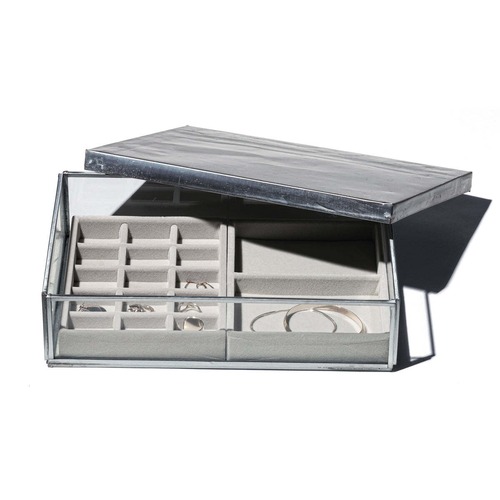 PUEBCO「GLASS BOX WITH RECYCLE STEEL LID / Jewelry Double」