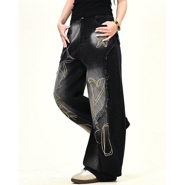 graffiti wave fringe denim　グラフィティウェーブフリンジデニム　J1213