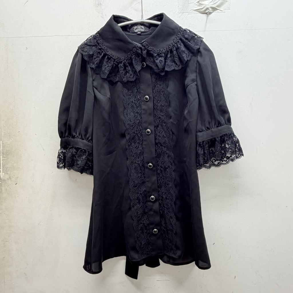 極美品✨マディソンブルー　ローカラーマダムシャツ　復刻別注　黒　bee刺繍 MADISON BLUE マディソンブルー Chambray Shirt シャンブレーシャツ