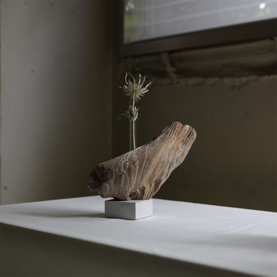 saisei (再生) driftwood flower vase cement 無塗装 | FREEPARK