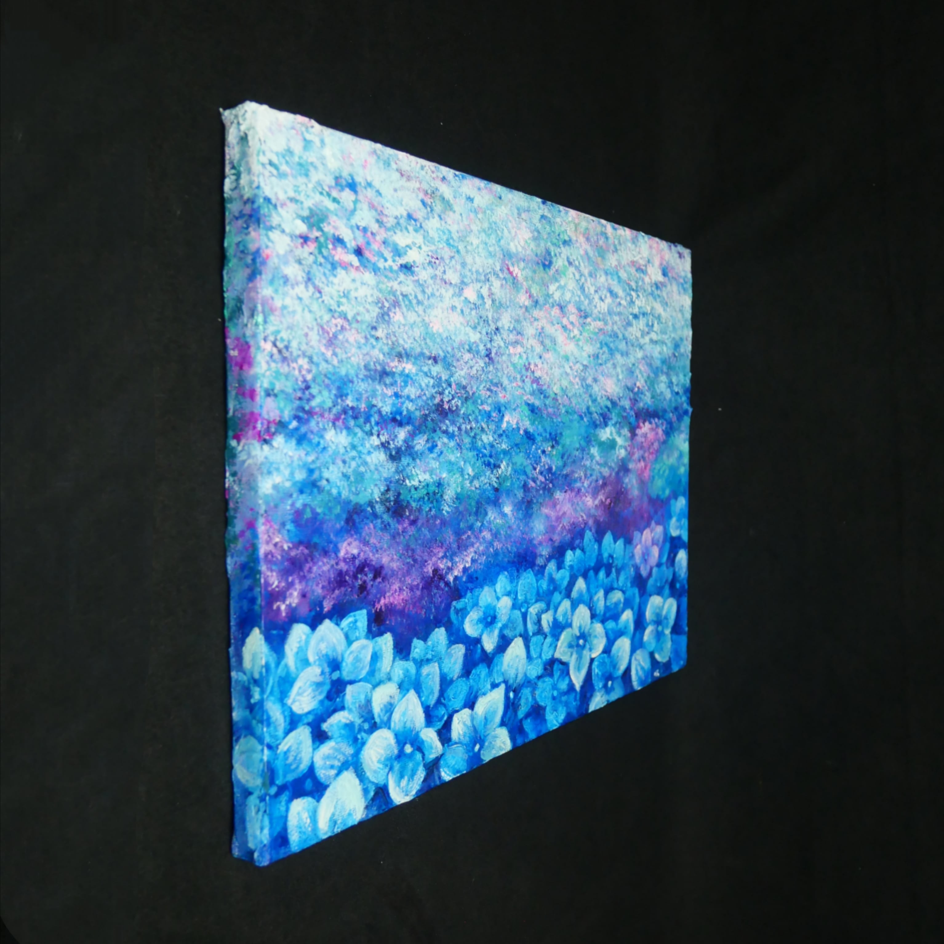 油絵・原画】雨上がりの奇跡 〜光満ちる紫陽花畑〜（F4号） ｜ 紫陽花