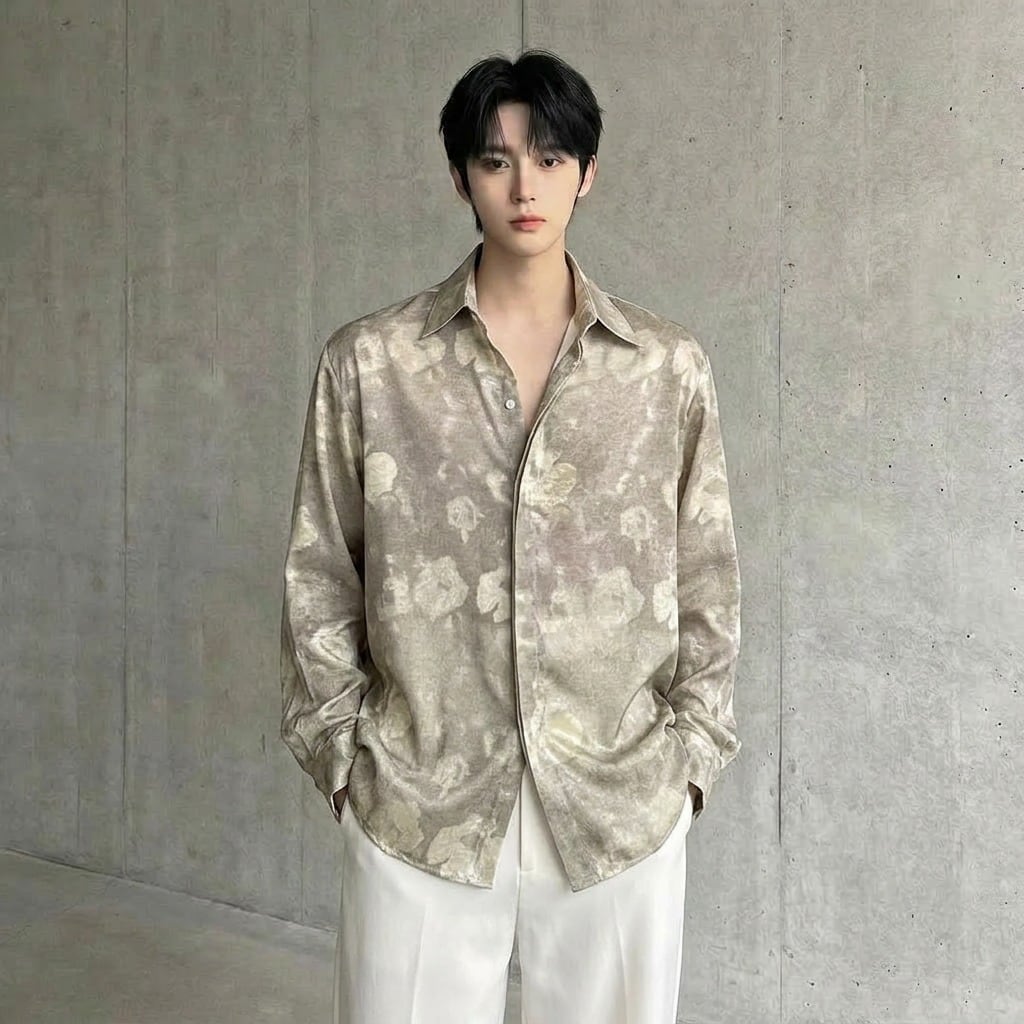 ボタニカルジャガード 花柄オーバーサイズシャツ D12254