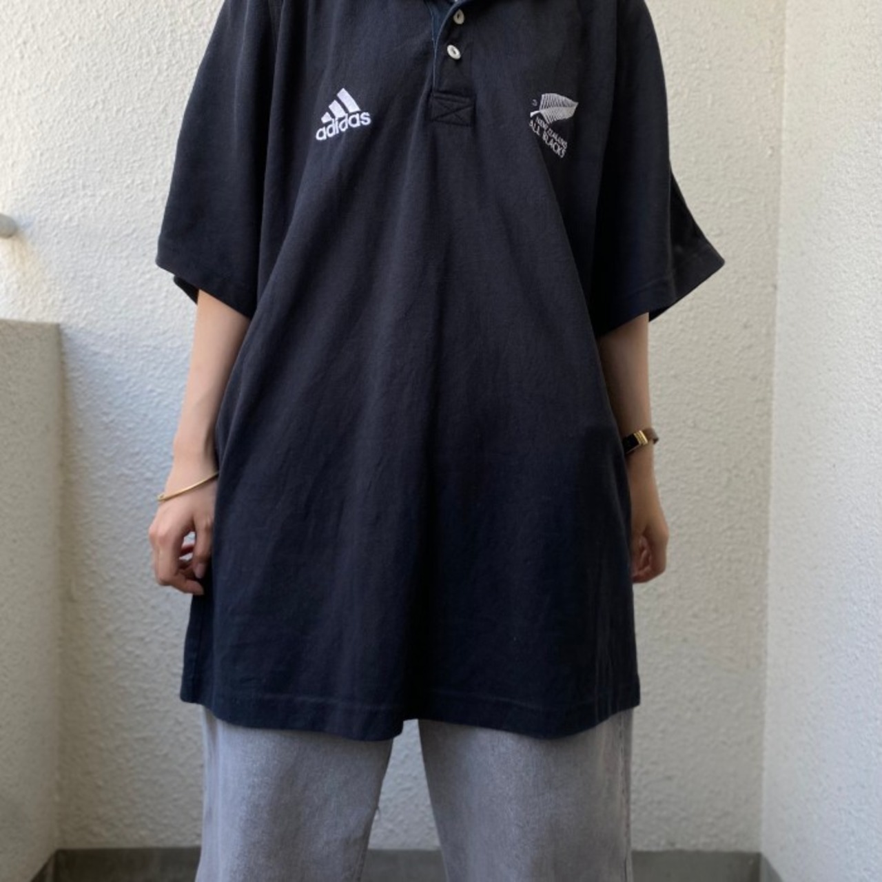 adidas アディダス ALL BLACKS オールブラックス ポロシャツ メンズXL 