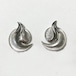 Vintage Trifari Silver Tone Modernist Design Earrings