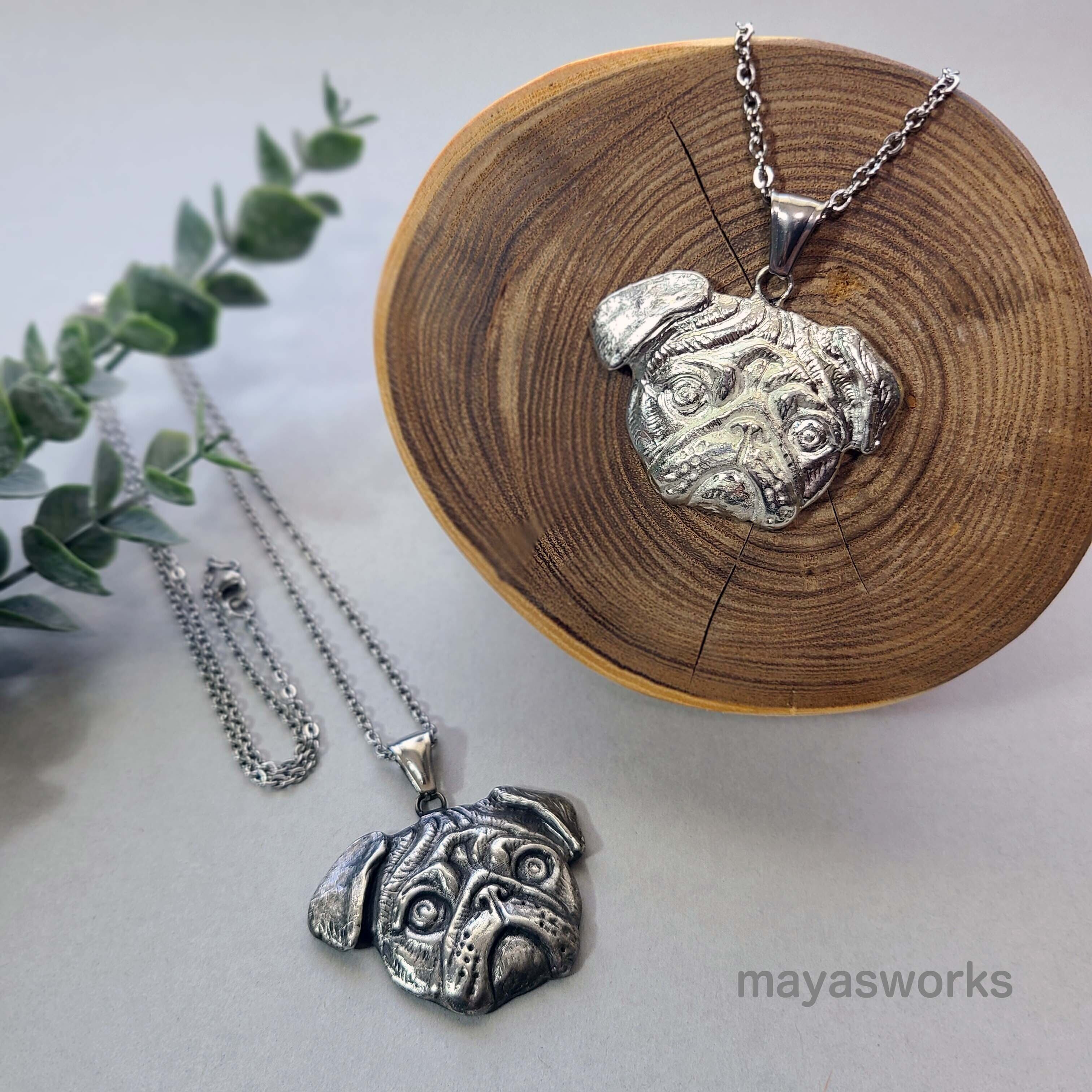 【Metal Drawing】 No.003 パグ・ペンダント アンティークORシルバー