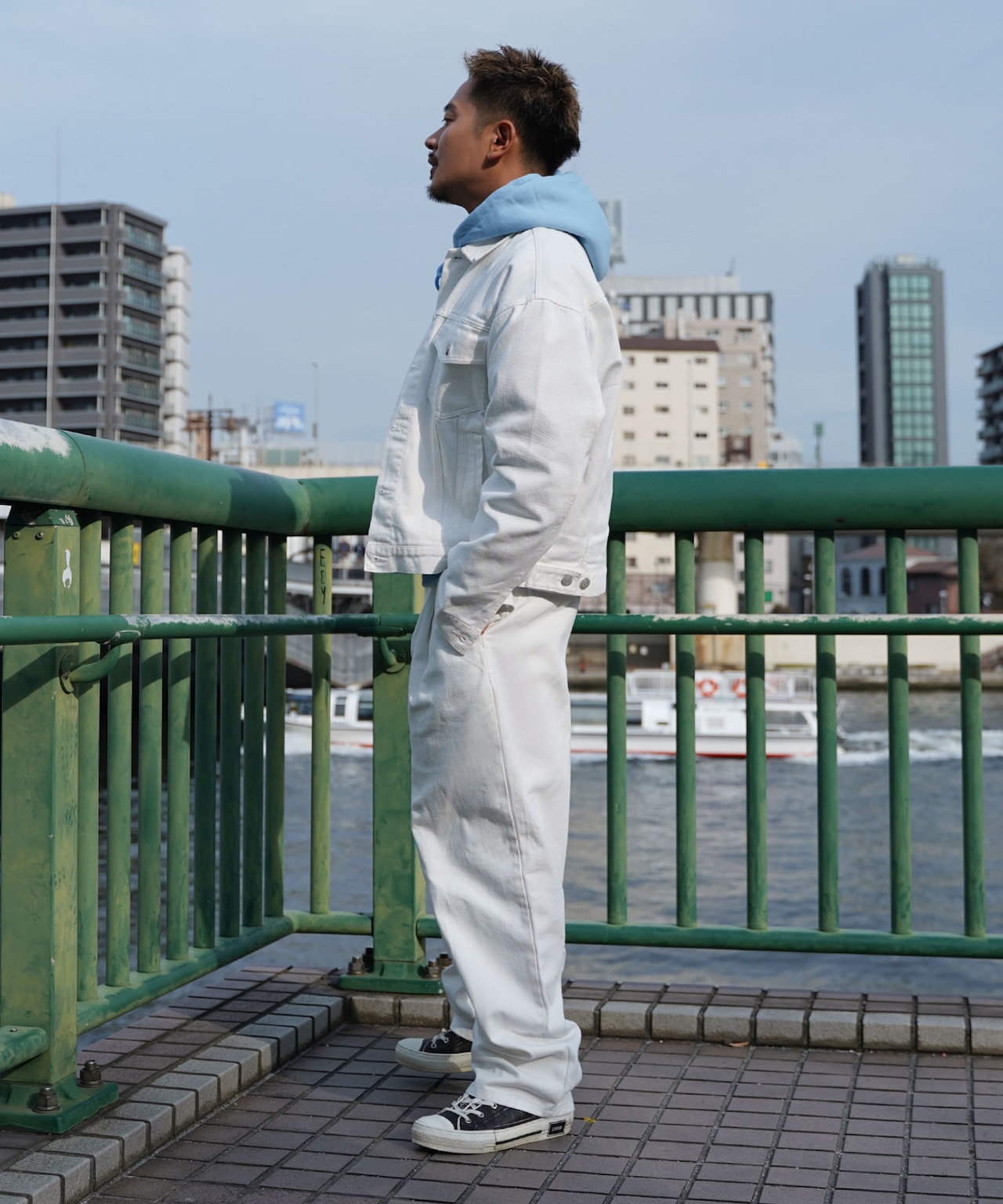 【#Re:room】TUCK WIDE WHITE DENIM ［REP245］