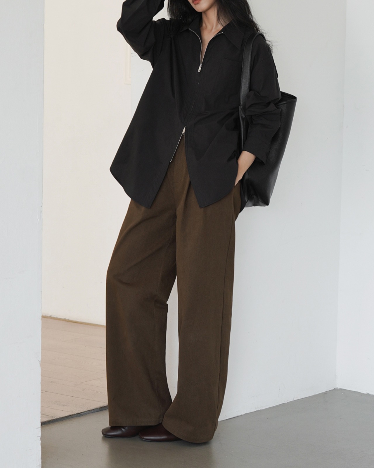 フロントジップオーバーサイズシャツ  A0008 - 12