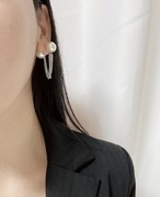 人気NO1 ダブルパールチェーンピアス 韓国人気デザイン 両耳 GOLD パール 3.5センチ ブランド パーティーピアス 結婚式ピアス プレゼントピアス 人と被らないピアス bittersweet