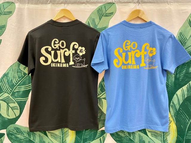 Chatan Factory Tシャツ 「Go Surf」 スミ/サックス