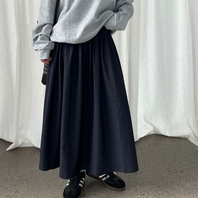 gathered long skirt J00133