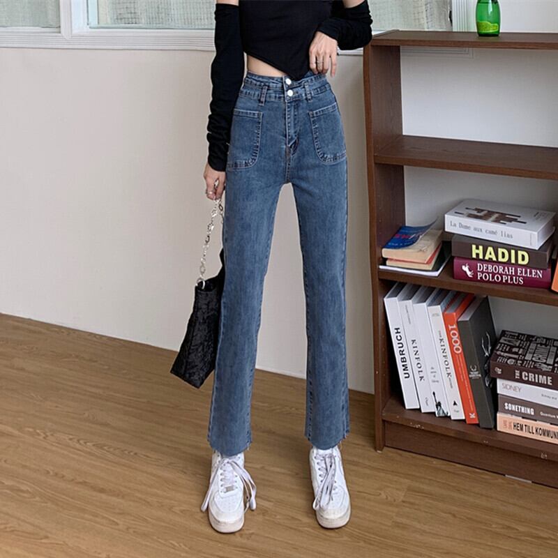 レッドジーンズ スプリングオータムハイウェストウェストスリムクロップドパンツ 春物 秋物 1号婦人76218206523