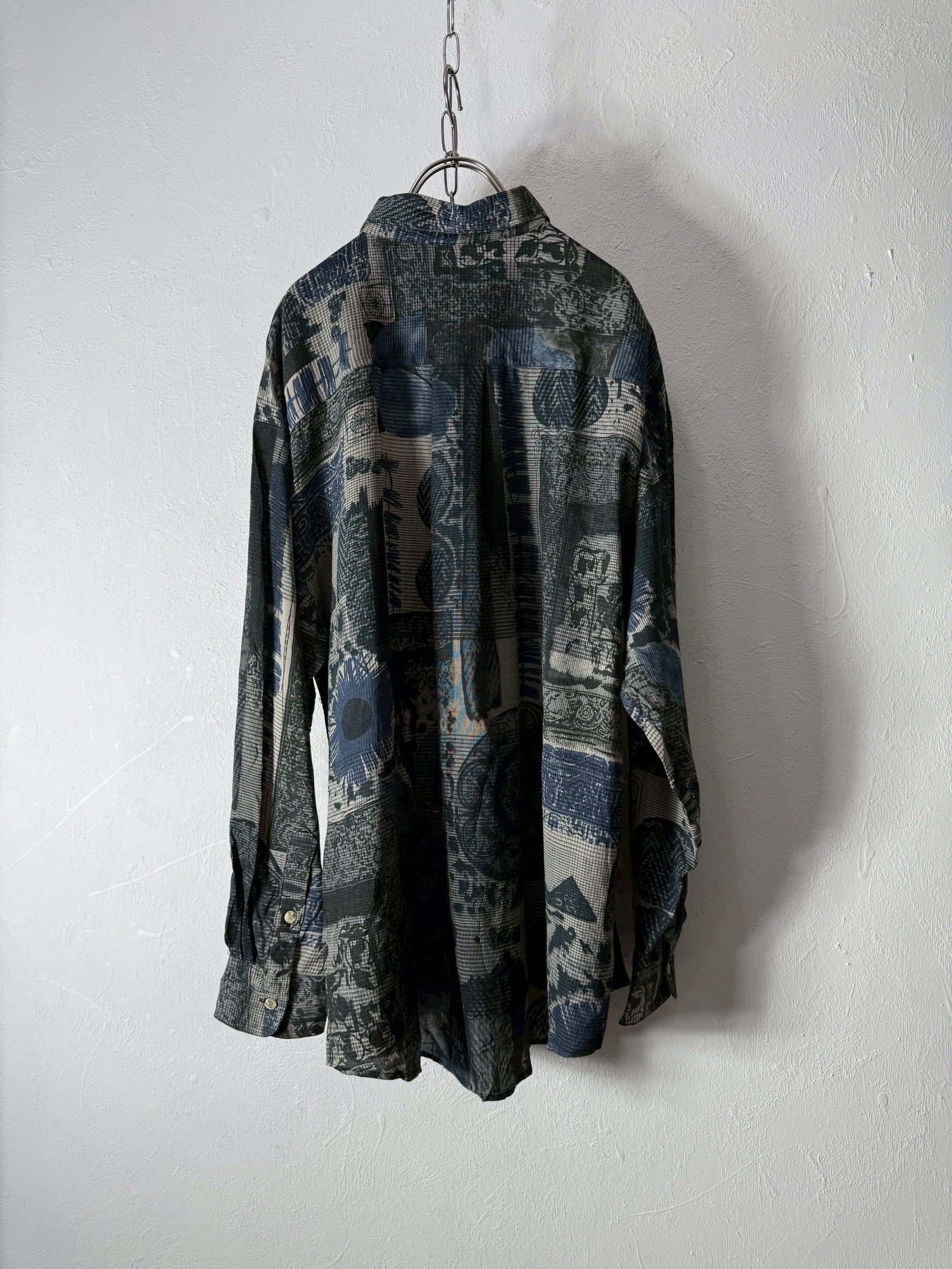 90's “GOOUCH” silk/linen design shirt | SISON