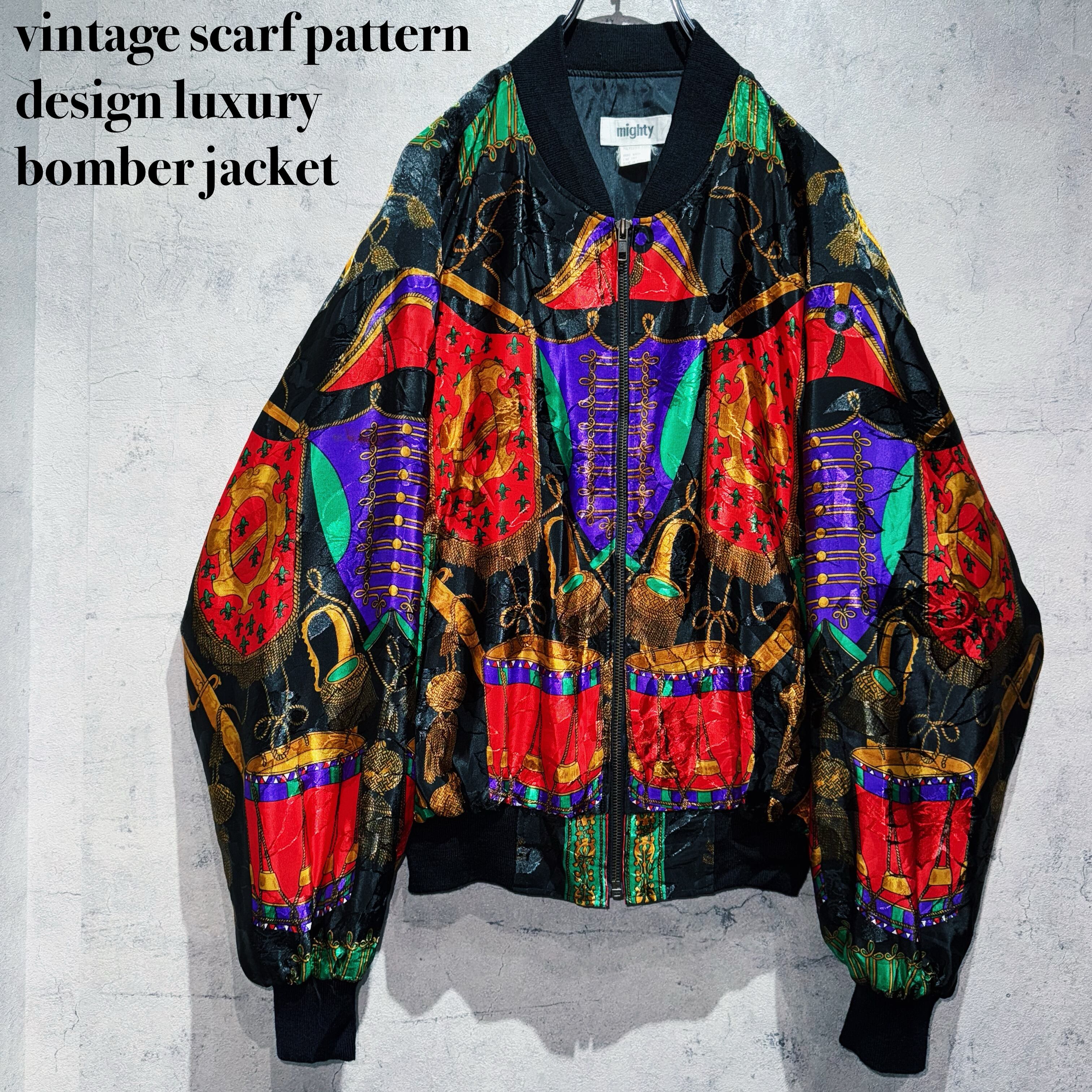 vintage scarf pattern design luxury bomber jacket