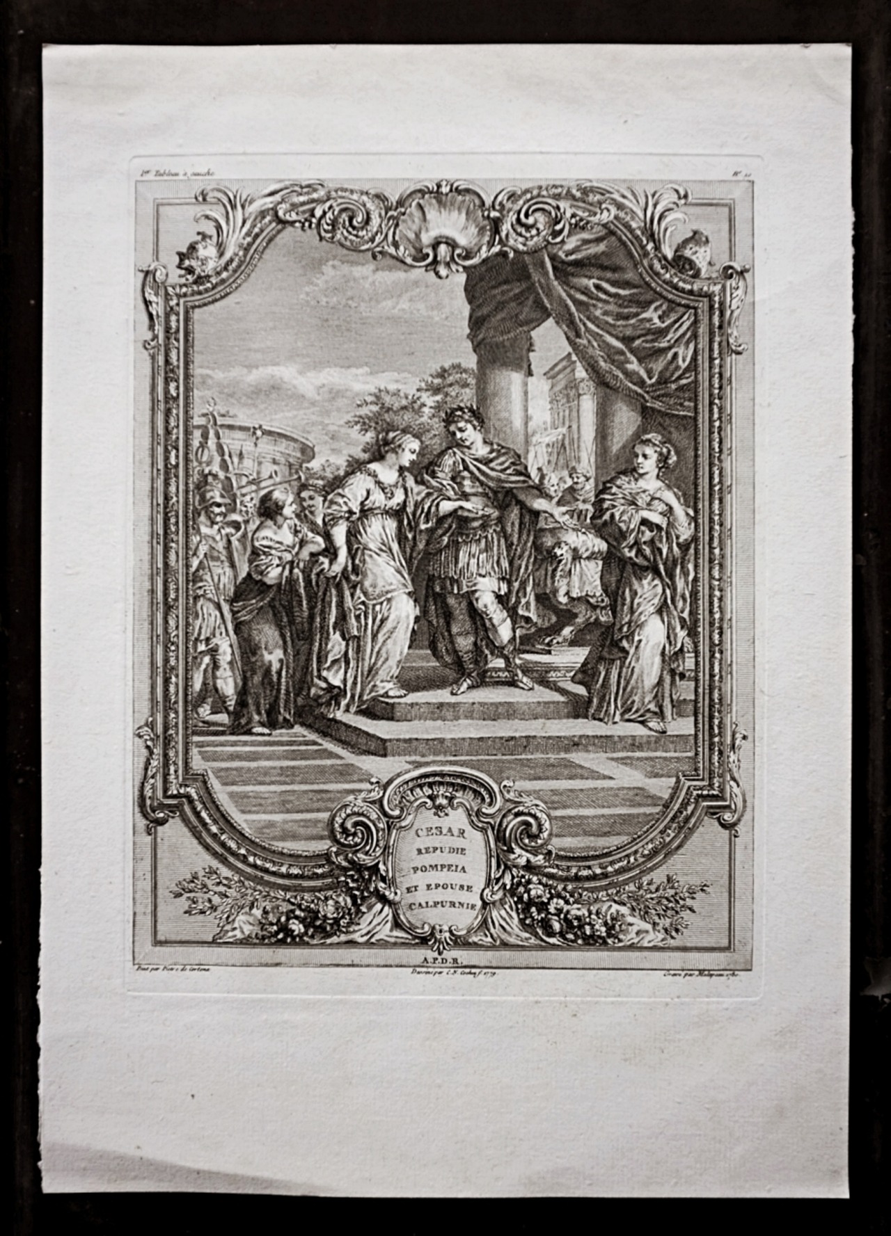 1780s フランス 33c 繊細な歴史的銅版画 図版 ユリウス・カエサル ルーブル美術館所蔵 アンティーク