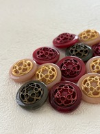 Japanese Vintage ヴィンテージボタン ドーム型 メタル×プラスチック 透かし 約18mm アクセサリーパーツ コレクション