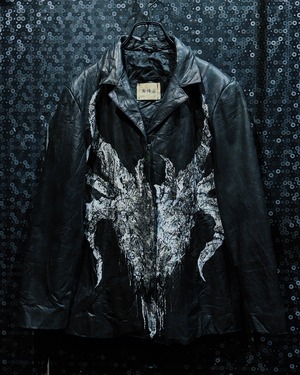 【ÆIEM】“再倖築”vintage Painted Goat Leather Jacket “White Relic”